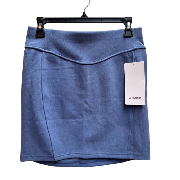 NWT Lululemon Scuba High-Rise Mini Skirt Ocean Blue Soft Cotton Fleece Size Med - Picture 5 of 8